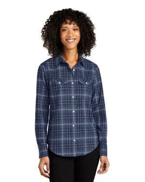 LW672 Port Authority Ladies Long Sleeve Ombre Plaid Shirt