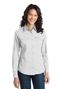 L649 Port Authority Ladies Stain-Release Roll Sleeve Twill Shirt.