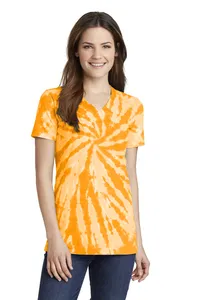 LPC147V Port & Company Ladies Tie-Dye V-Neck Tee.