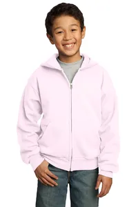 PC90YZH Port & Company - Youth Core Fleece Full-Zip Hooded Sweatshirt.