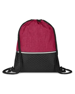BG188 Prime Line Crosshatch Heather Drawstring Backpack