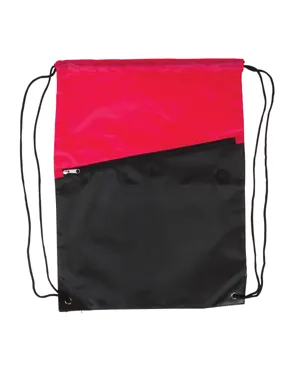 BG209 Prime Line Two-Tone Poly Drawstring Backpack With Zipper