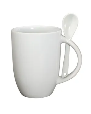 CM124 Prime Line 12oz Dapper Ceramic Mug With Spoon