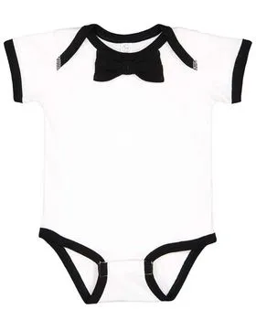 Rabbit Skins 4407 Baby Rib Infant Bow Tie Bodysuit