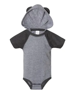 4417 Rabbit Skins Fine Jersey Infant Short Sleeve Raglan Bodysuit with Hood & Ears