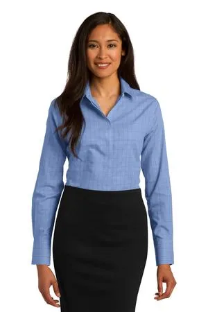RH71 Red House Ladies Windowpane Plaid Non-Iron Shirt.