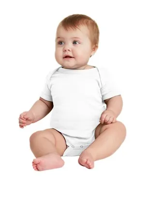 RS4400 Rabbit Skins Infant Short Sleeve Baby Rib Bodysuit.