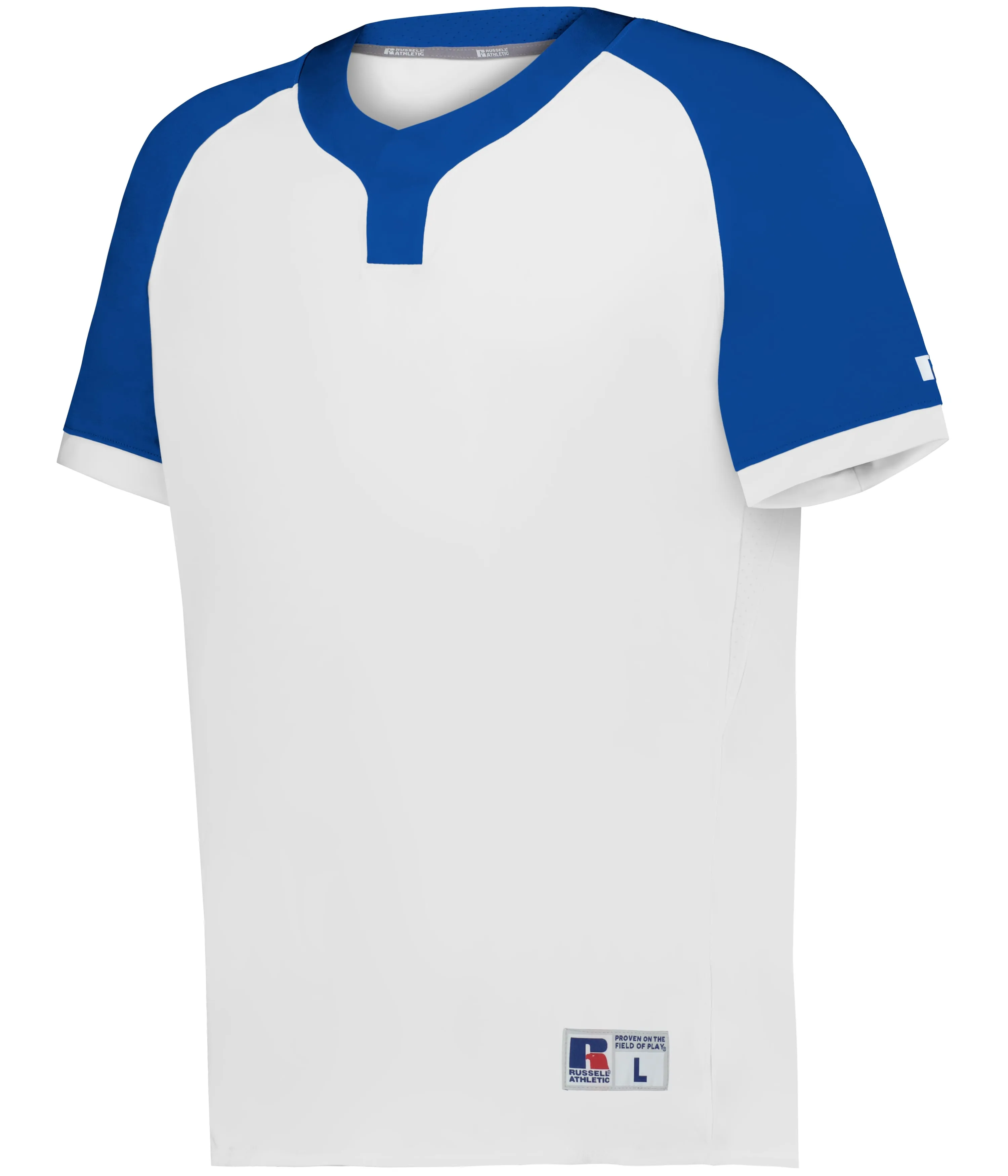 R02X3M Russell Athletic BASELINE COVERED PLACKET BASEBALL JERSEY