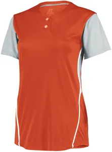 7R6X2X Russell Athletic Ladies Performance Two-Button Color Block Jersey