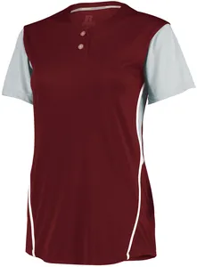 7R6X2X Russell Athletic Ladies Performance Two-Button Color Block Jersey