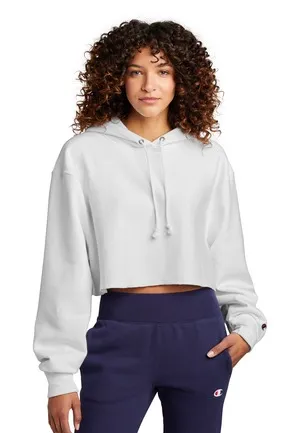 RW01W Champion Womens Reverse Weave Cropped Cut-Off Hooded Sweatshirt