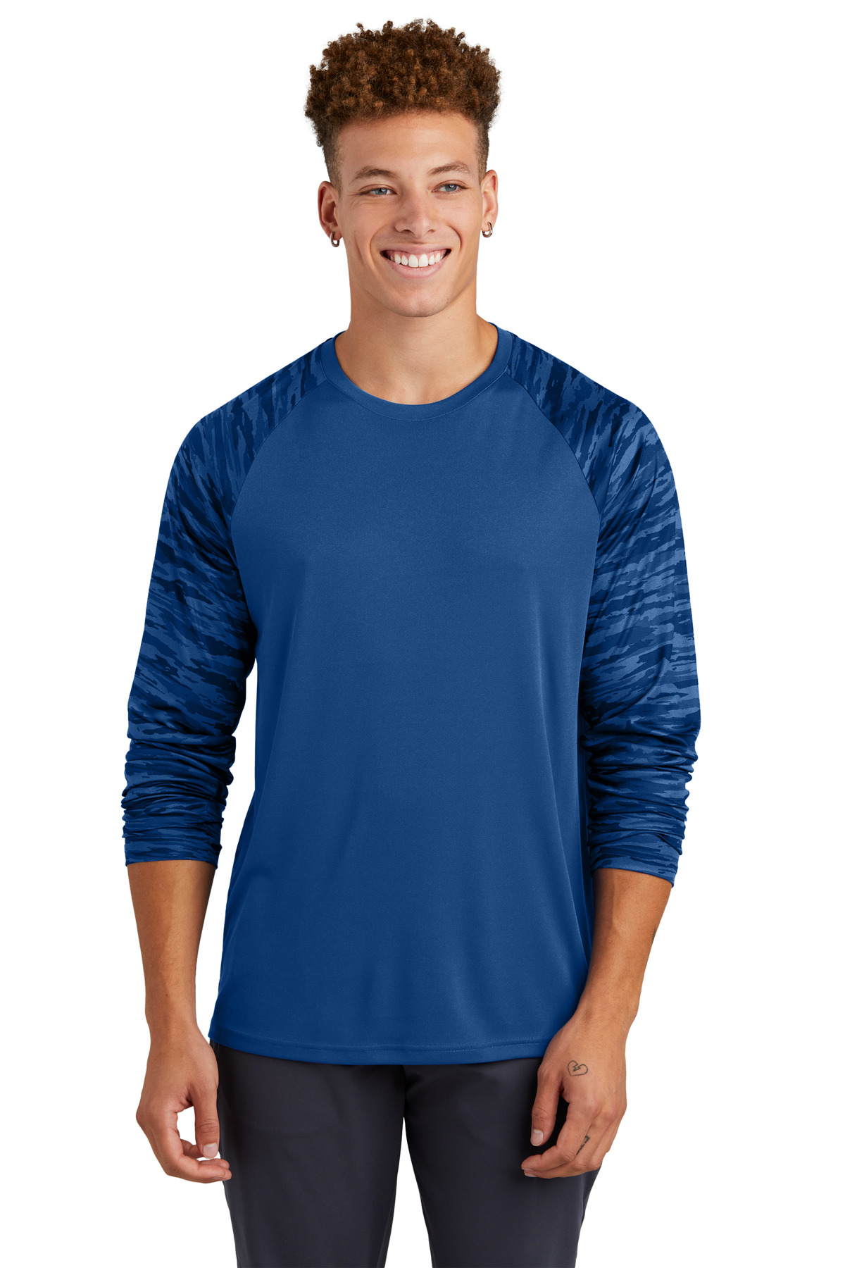 ST376LS Sport-Tek  Drift Camo Colorblock Long Sleeve Tee