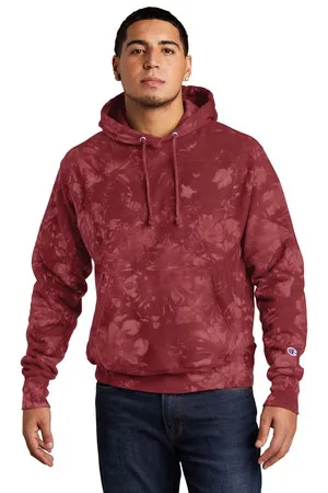 TDS101 Champion Reverse Weave Scrunch-Dye Tie-Dye Hooded Sweatshirt.