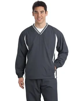 TJST62 Sport-Tek Tall Tipped V-Neck Raglan Wind Shirt.