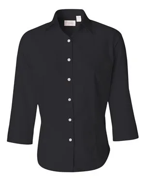 13V0527 Van Heusen Womens Three-Quarter Sleeve Baby Twill Shirt