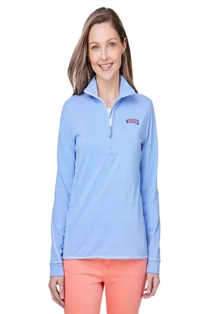 K002521 vineyard vines Ladies Microstripe Sankaty Half-Zip Pullover