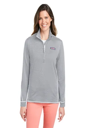 K002521 vineyard vines Ladies Microstripe Sankaty Half-Zip Pullover