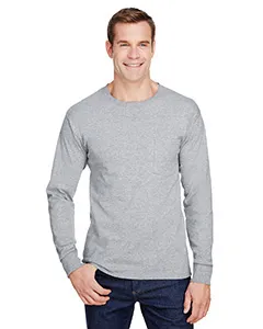 W120 Hanes Workwear Long Sleeve Pocket T-Shirt