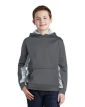 YST239 Sport-Tek Youth Sport-Wick CamoHex Fleece Colorblock Hooded Pullover.