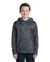 YST240 Sport-Tek Youth Sport-Wick CamoHex Fleece Hooded Pullover.