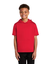 YST251 Sport-Tek Youth Sport-Wick Fleece Short Sleeve Hooded Pullover.