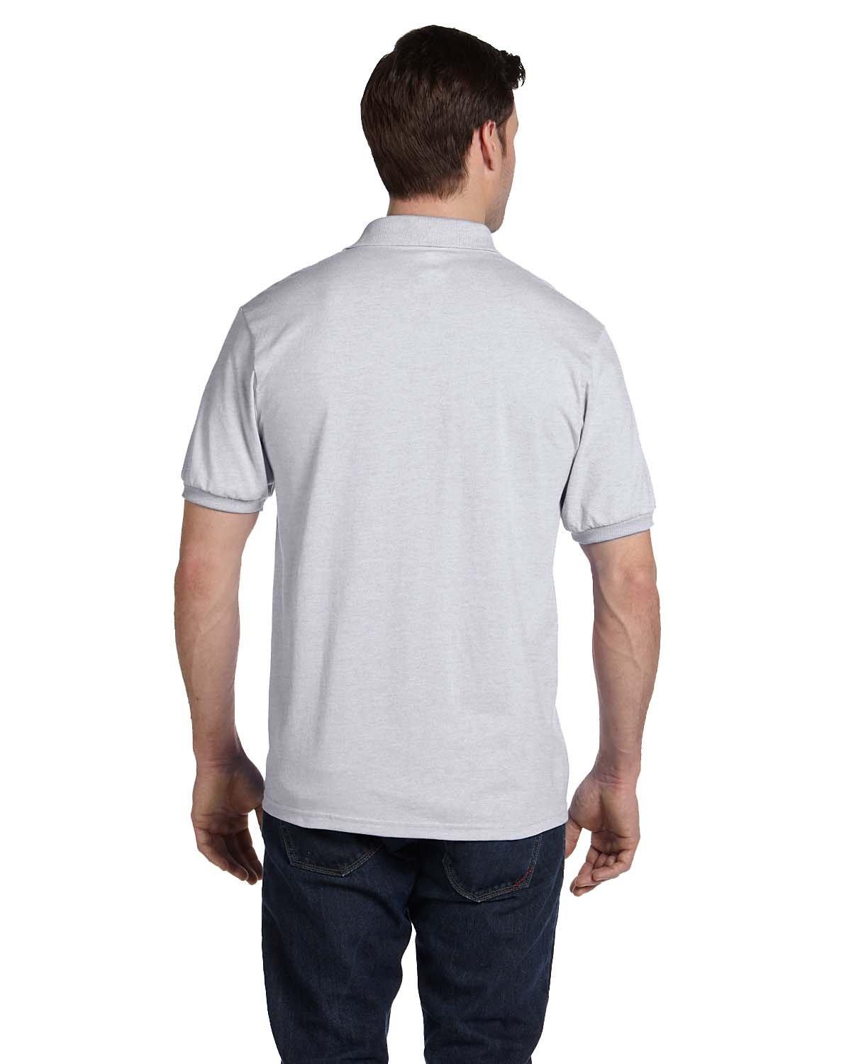 054 Hanes Adult 50/50 EcoSmart Jersey Knit Polo - Back Image