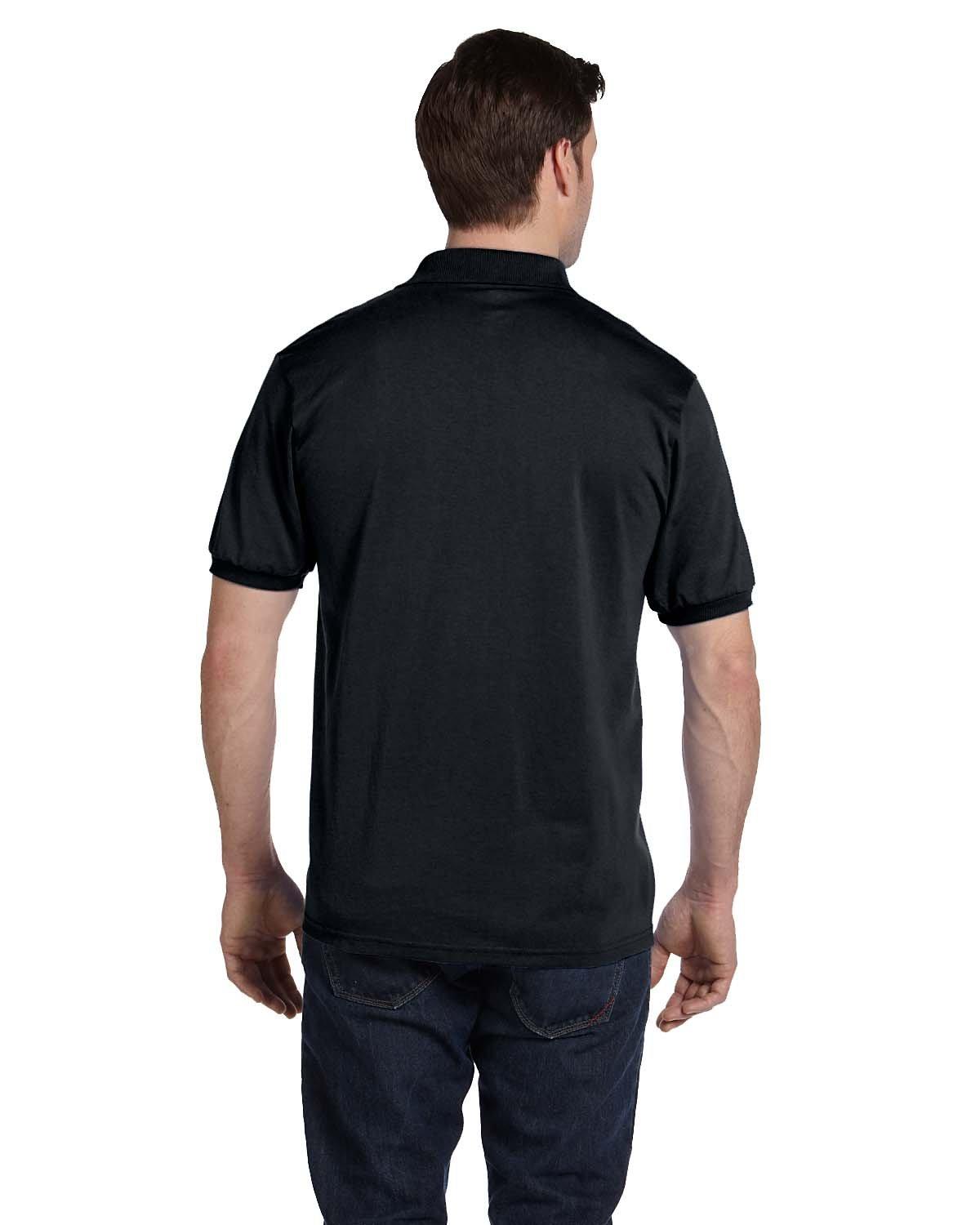 054 Hanes Adult 50/50 EcoSmart Jersey Knit Polo - Back Image