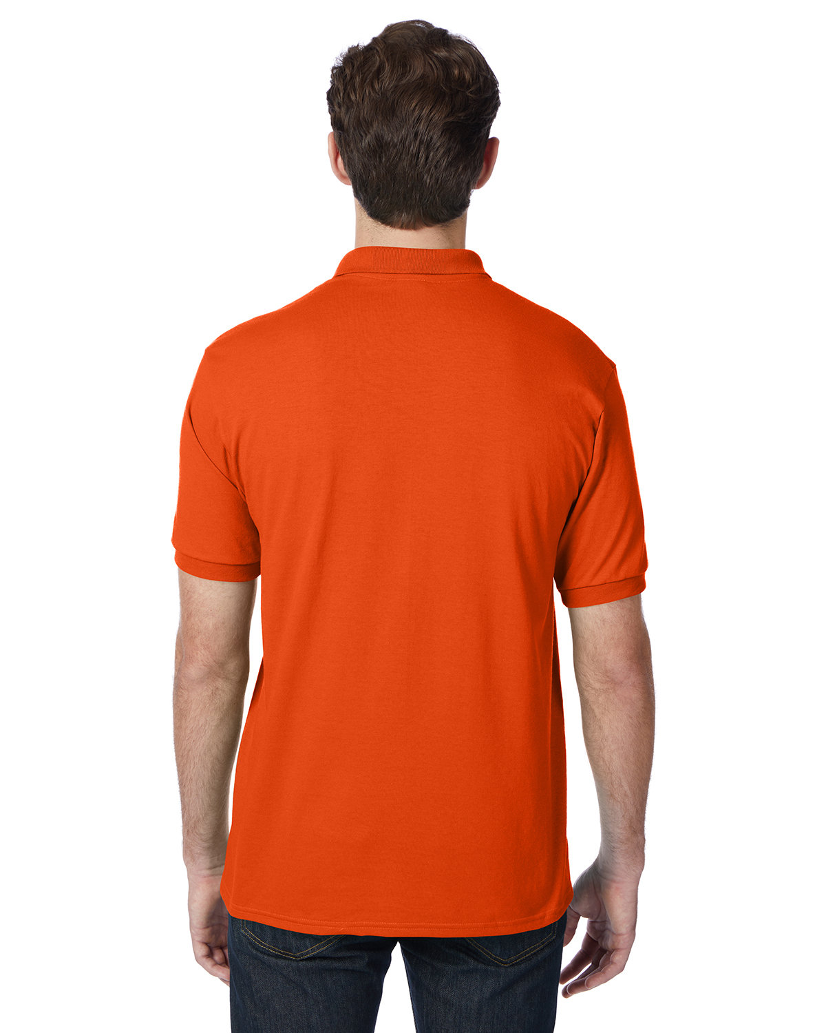 054 Hanes Adult 50/50 EcoSmart Jersey Knit Polo - Back Image