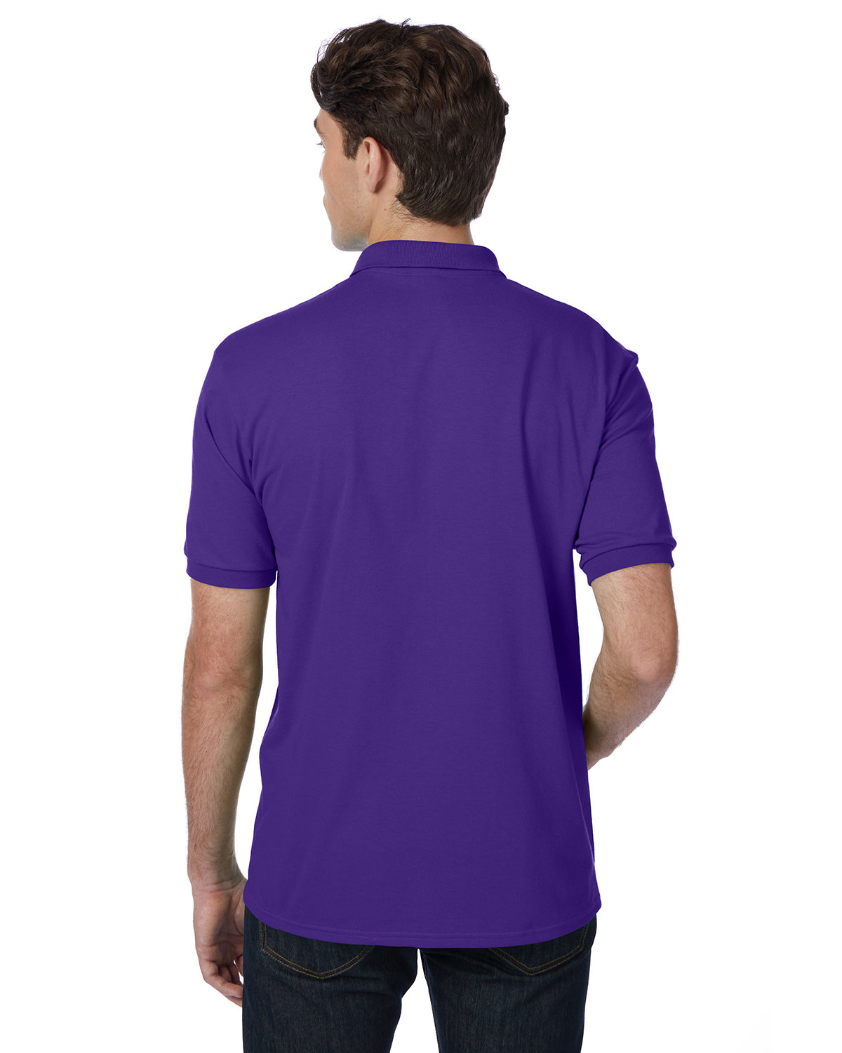 054 Hanes Adult 50/50 EcoSmart Jersey Knit Polo - Back Image