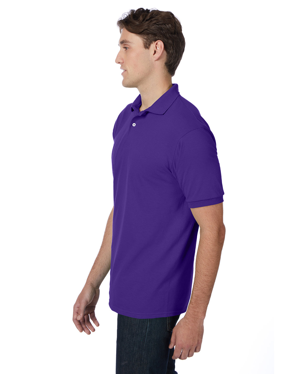 054 Hanes Adult 50/50 EcoSmart Jersey Knit Polo - Siide Image
