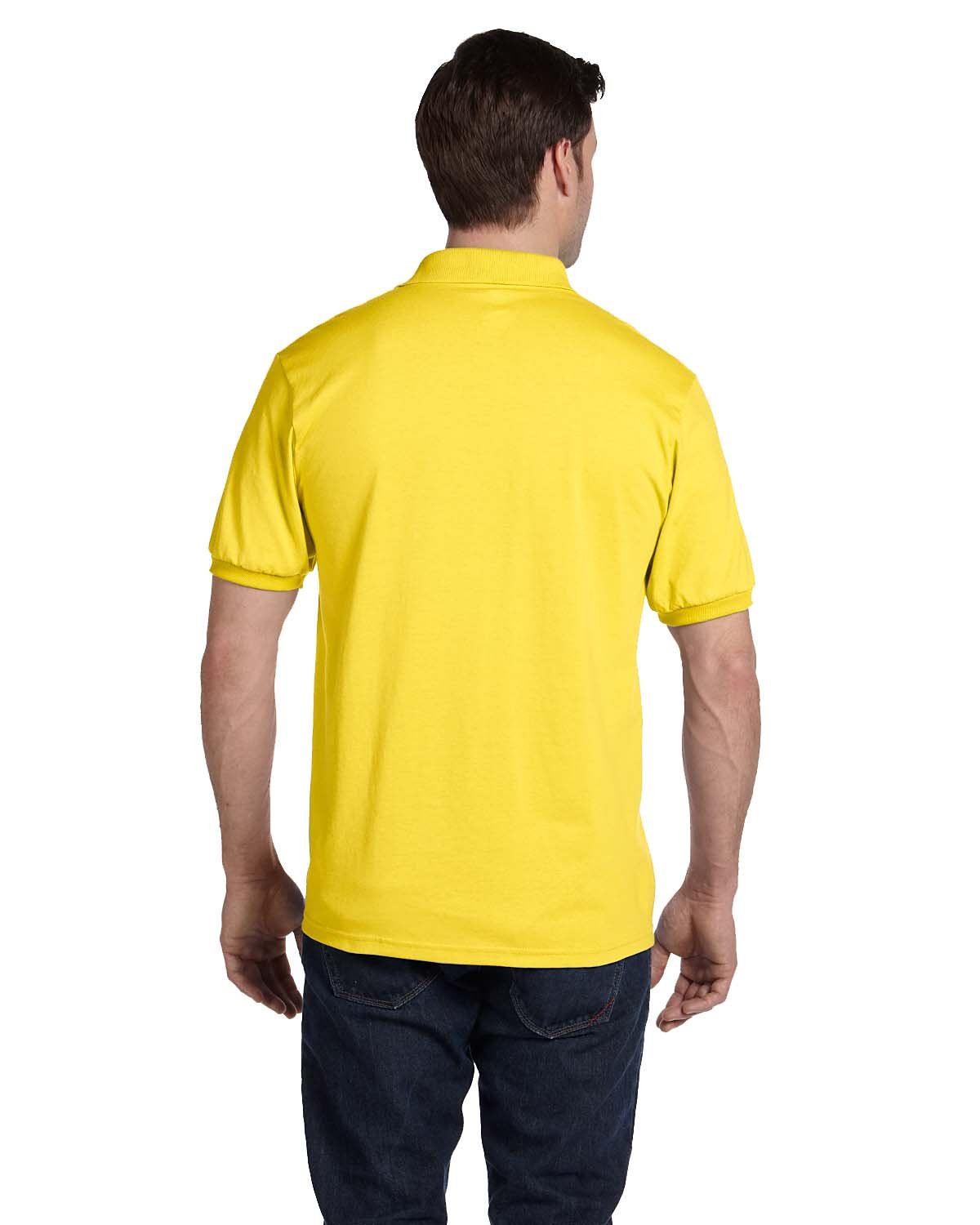 054 Hanes Adult 50/50 EcoSmart Jersey Knit Polo - Back Image