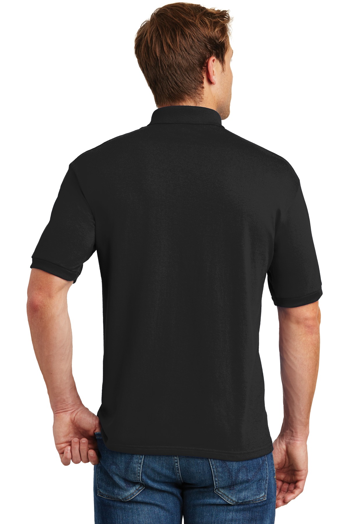 054X Hanes EcoSmart - 5.2-Ounce Jersey Knit Sport Shirt. - Back Image