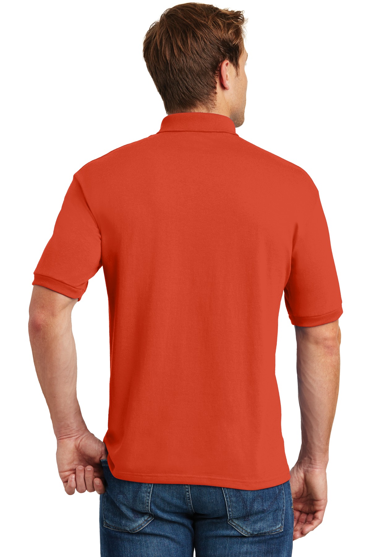 054X Hanes EcoSmart - 5.2-Ounce Jersey Knit Sport Shirt. - Back Image