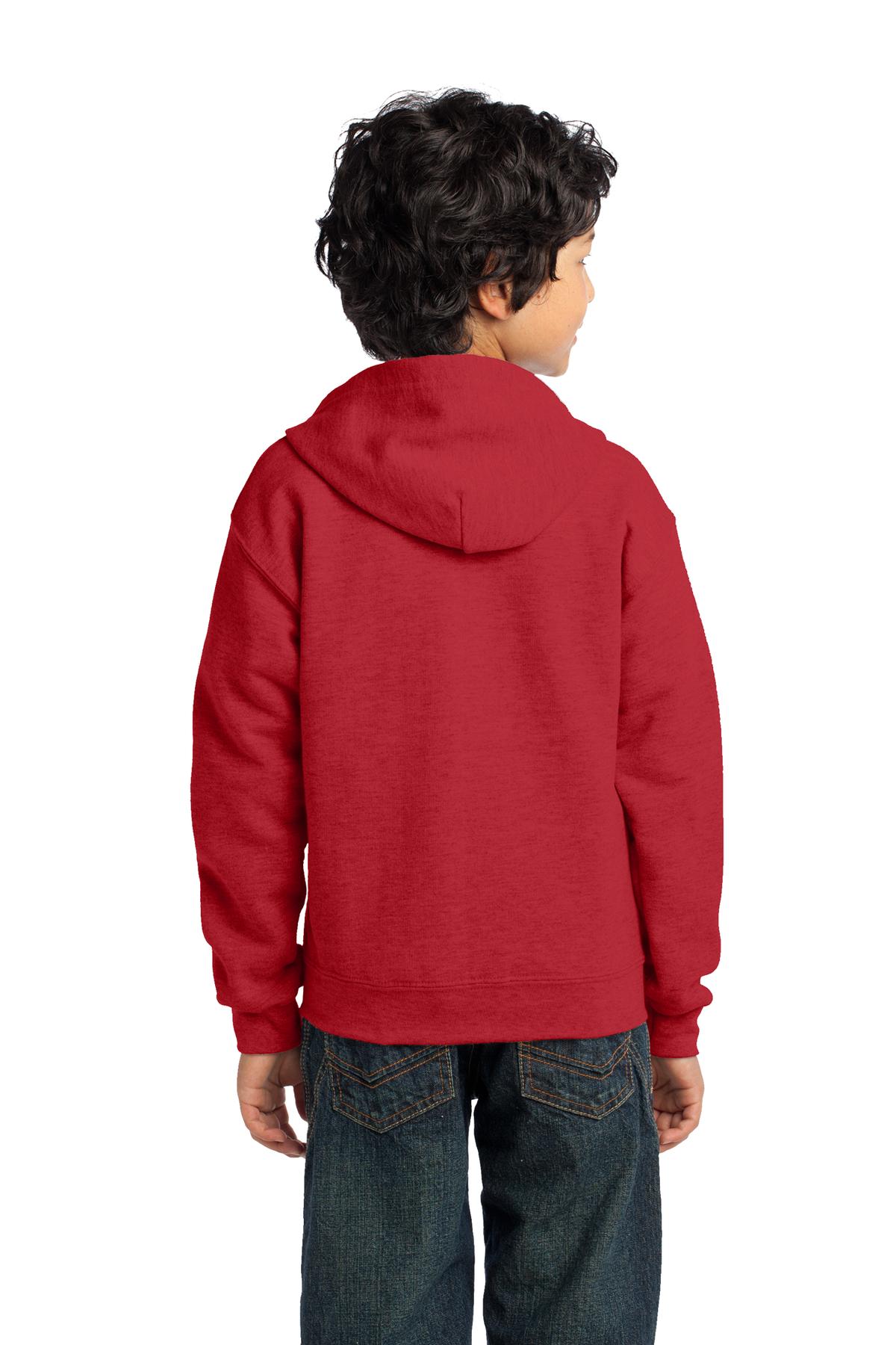 18600B Gildan Heavy Blend Youth Full-Zip Hooded Sweatshirt - Back Image
