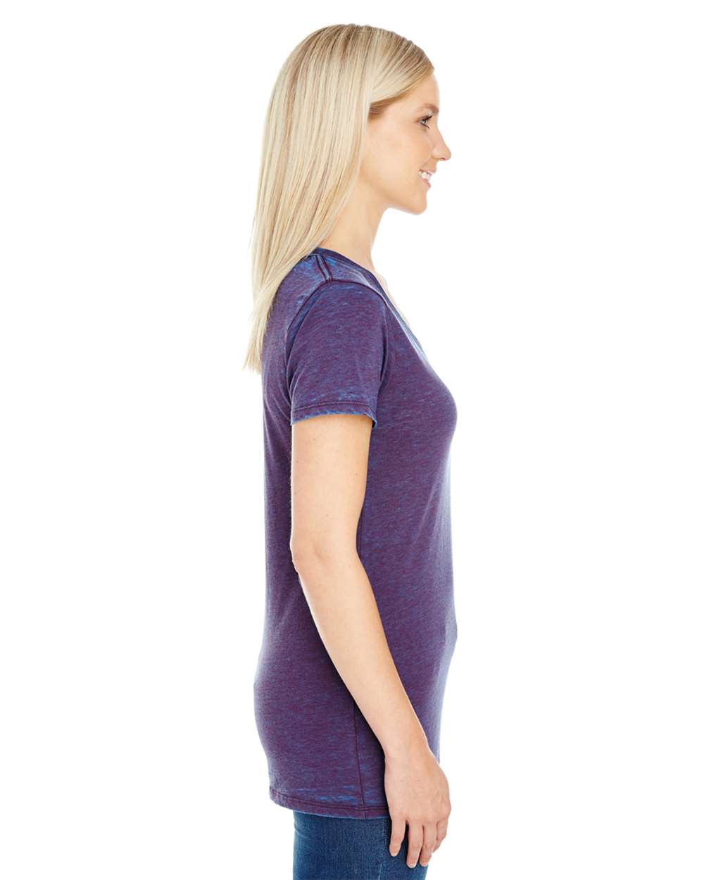 215B Threadfast Apparel Ladies Cross Dye Short-Sleeve V-Neck T-Shirt - Siide Image