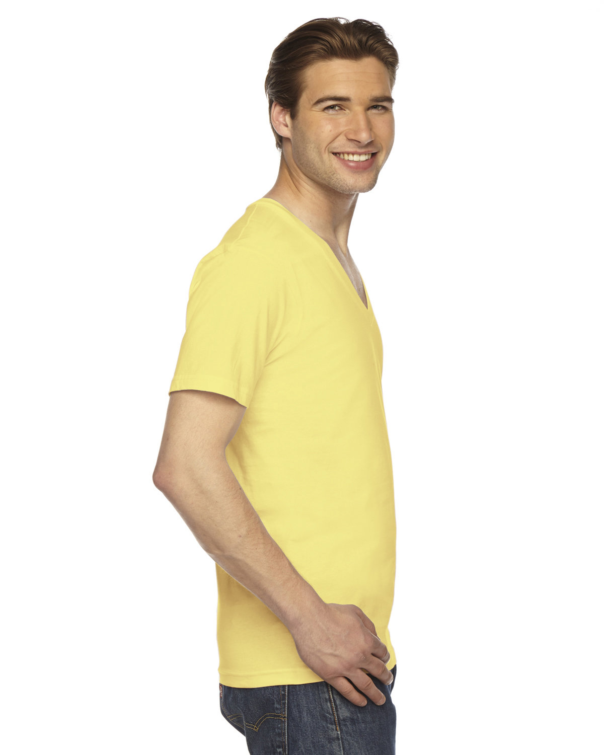 2456W American Apparel Unisex Fine Jersey Short-Sleeve V-Neck T-Shirt - Siide Image