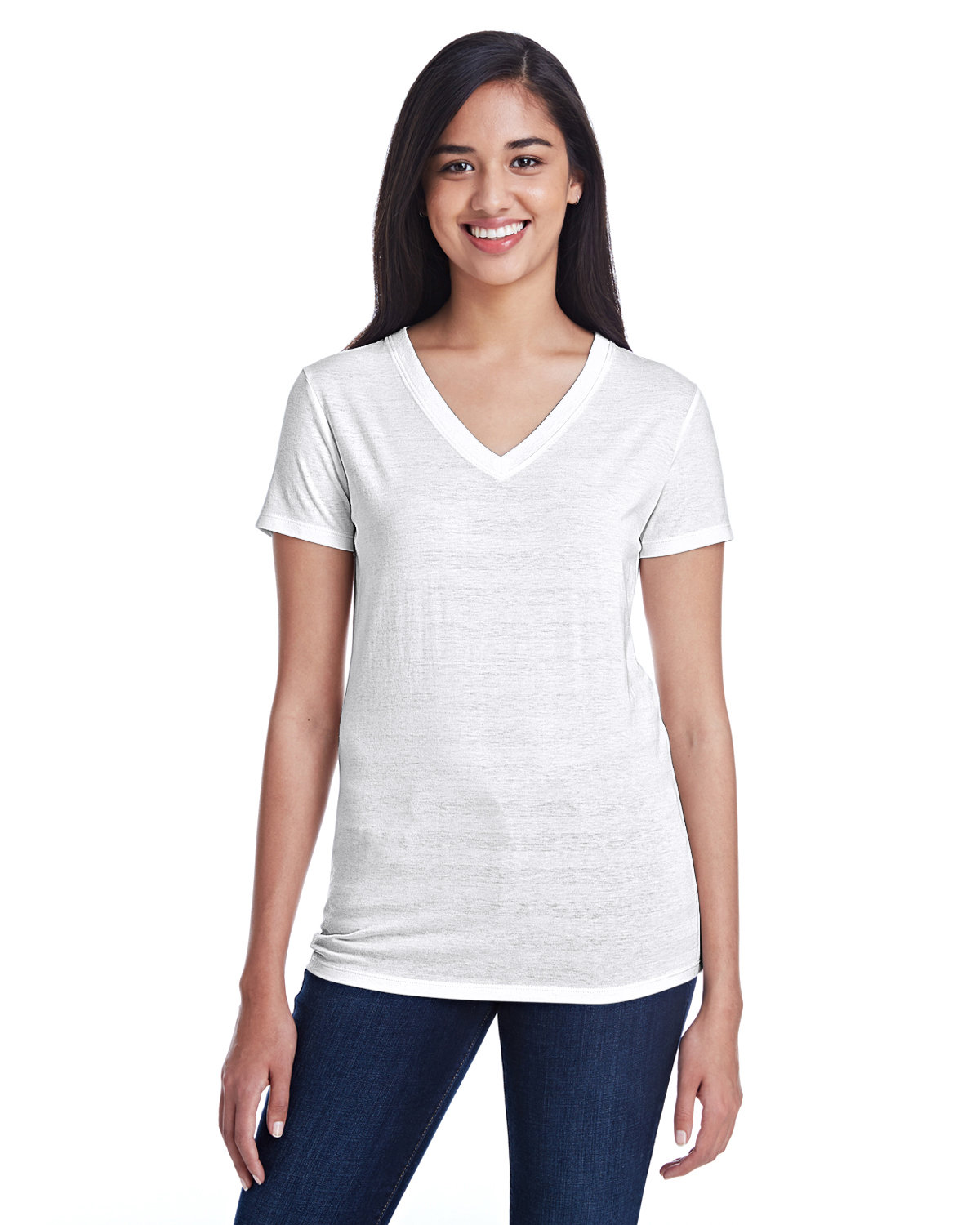 252RV Threadfast Apparel Ladies Invisible Stripe V-Neck T-Shirt 252RV Threadfast Apparel Ladies Invisible Stripe V-Neck T-Shirt