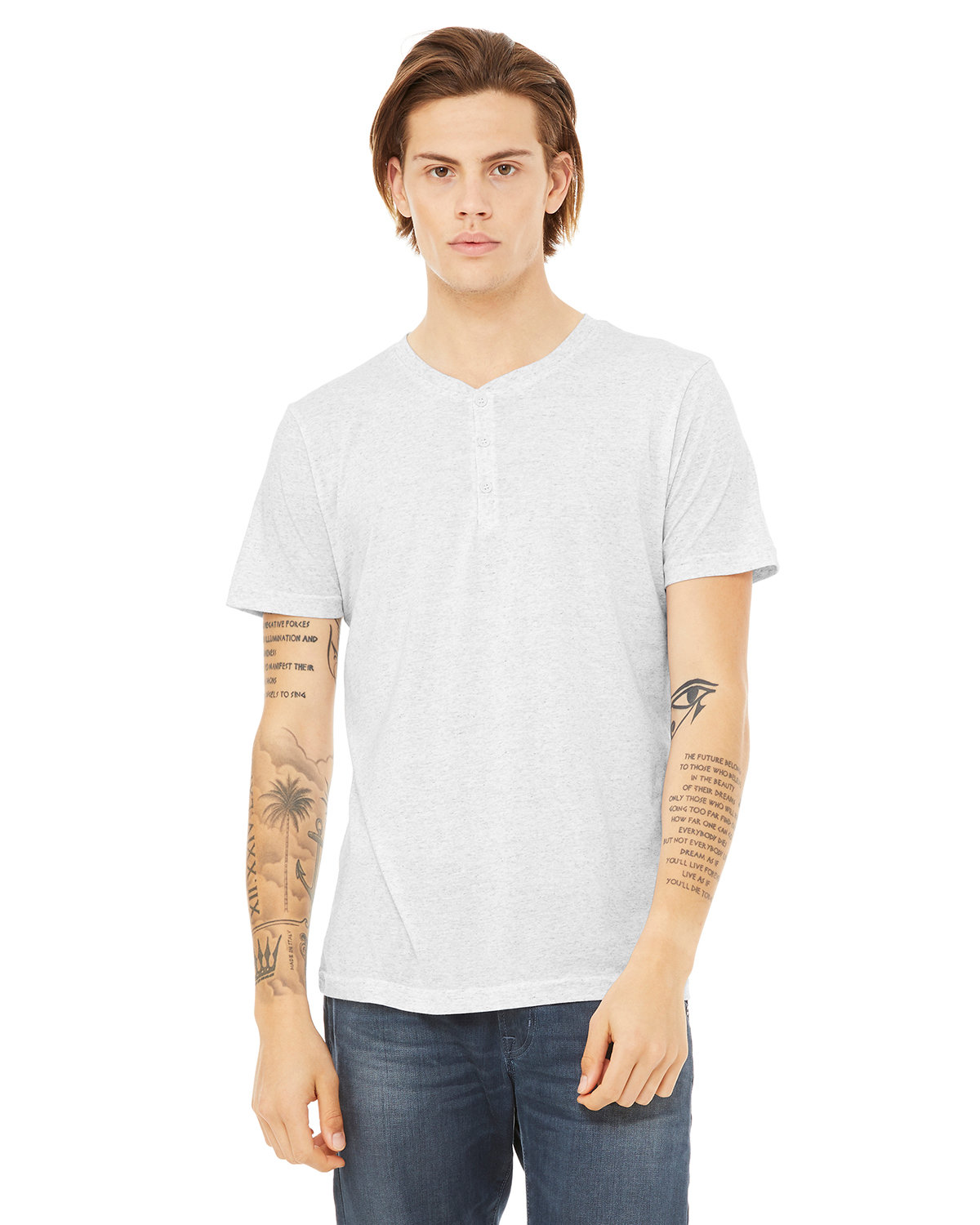 3125 Bella + Canvas Tri-blend Henley Shirt Zoom Image