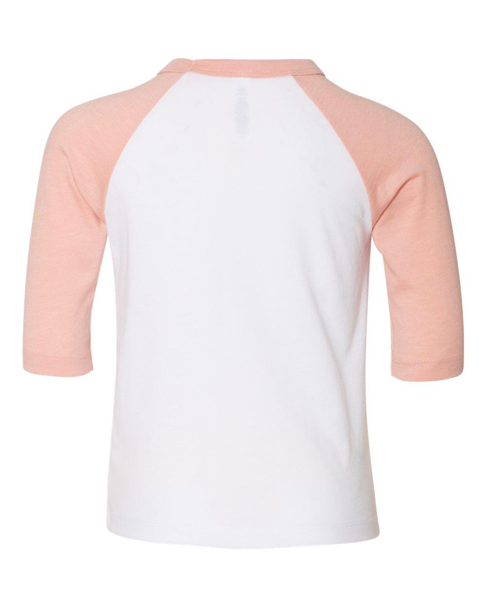 3200T Bella + Canvas Toddler Three-Quarter Sleeve Baseball T-shirt - Back Image