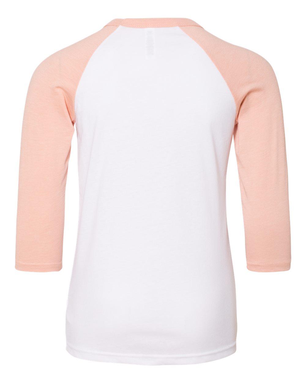 3200Y Bella + Canvas Kids Reglan ¾ Sleeves Baseball Tee - Back Image