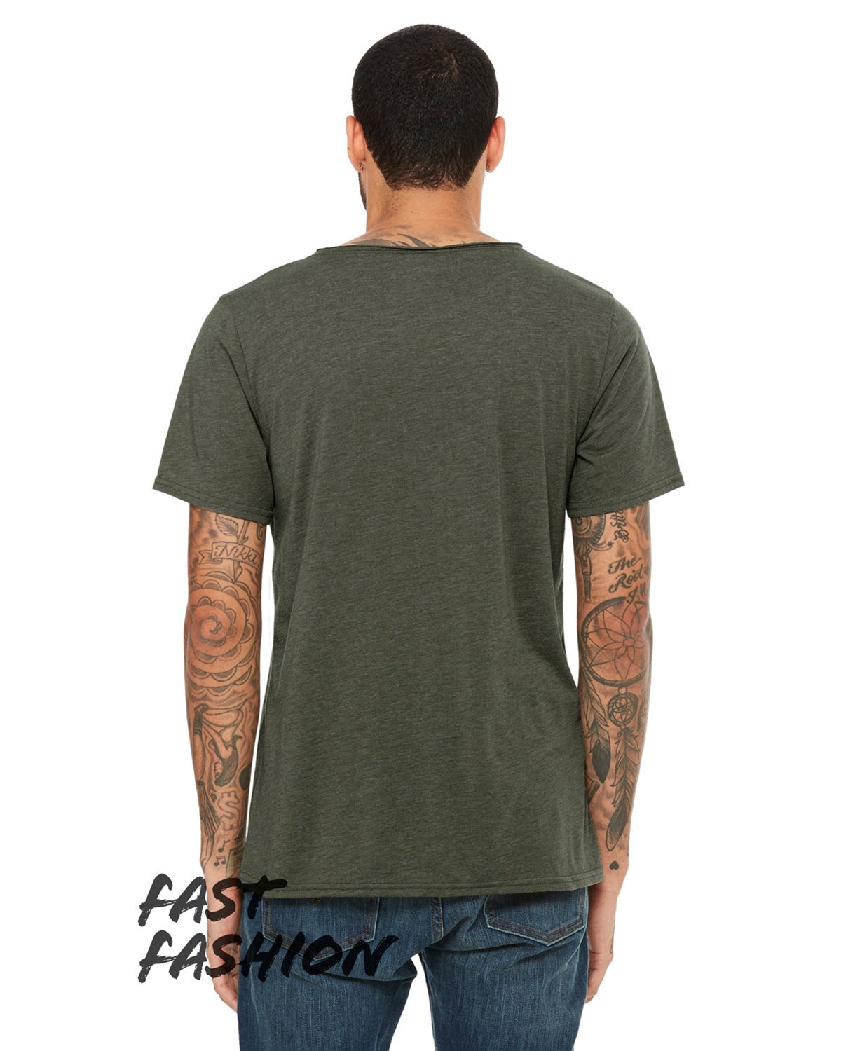 3414C Bella + Canvas Unisex Triblend Raw Neck T-shirt - Back Image