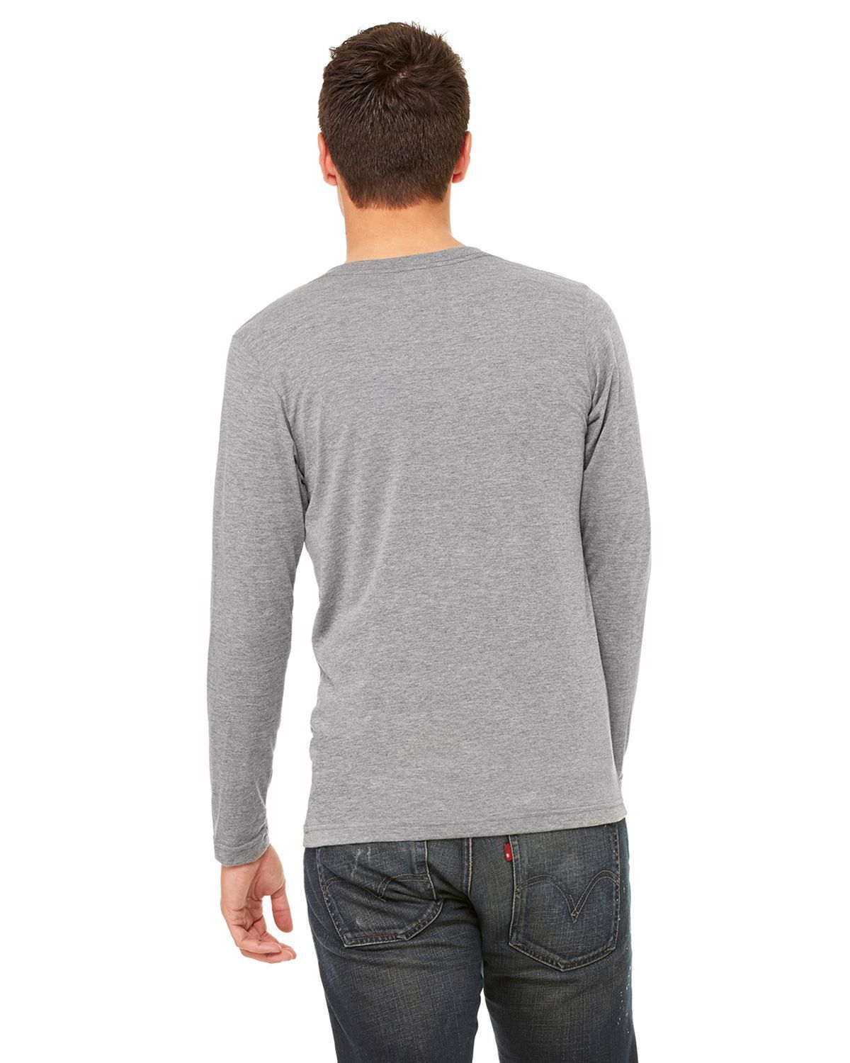 3425 Bella + Canvas Unisex Long Sleeve V-Neck T-shirt - Back Image