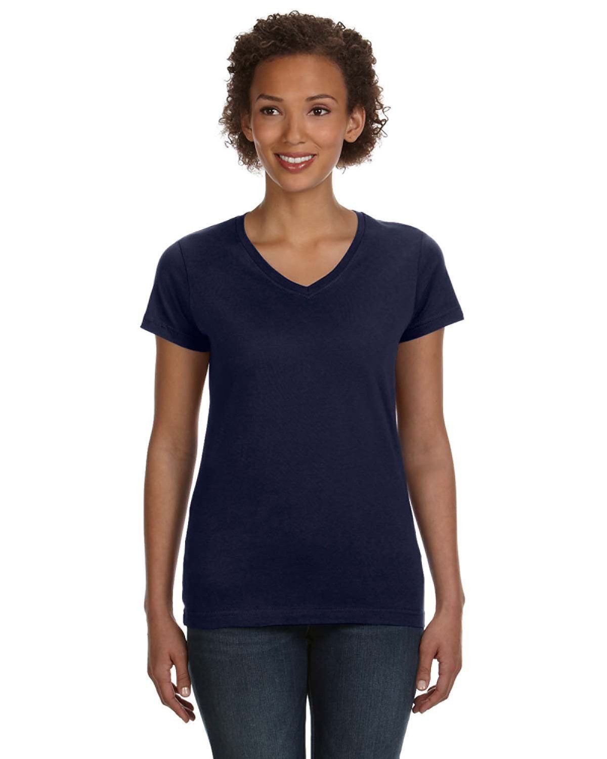 3507 LAT Womens V-Neck Fine Jersey Tee Zoom Image