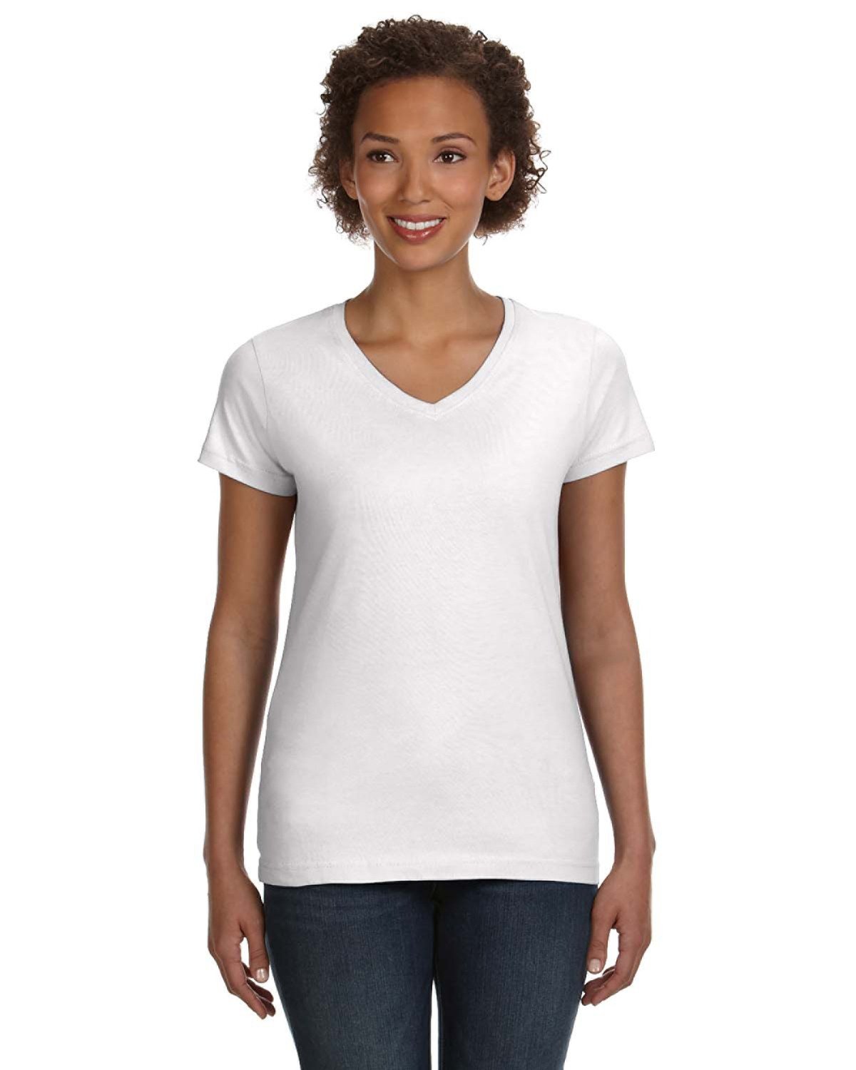 3507 LAT Womens V-Neck Fine Jersey Tee