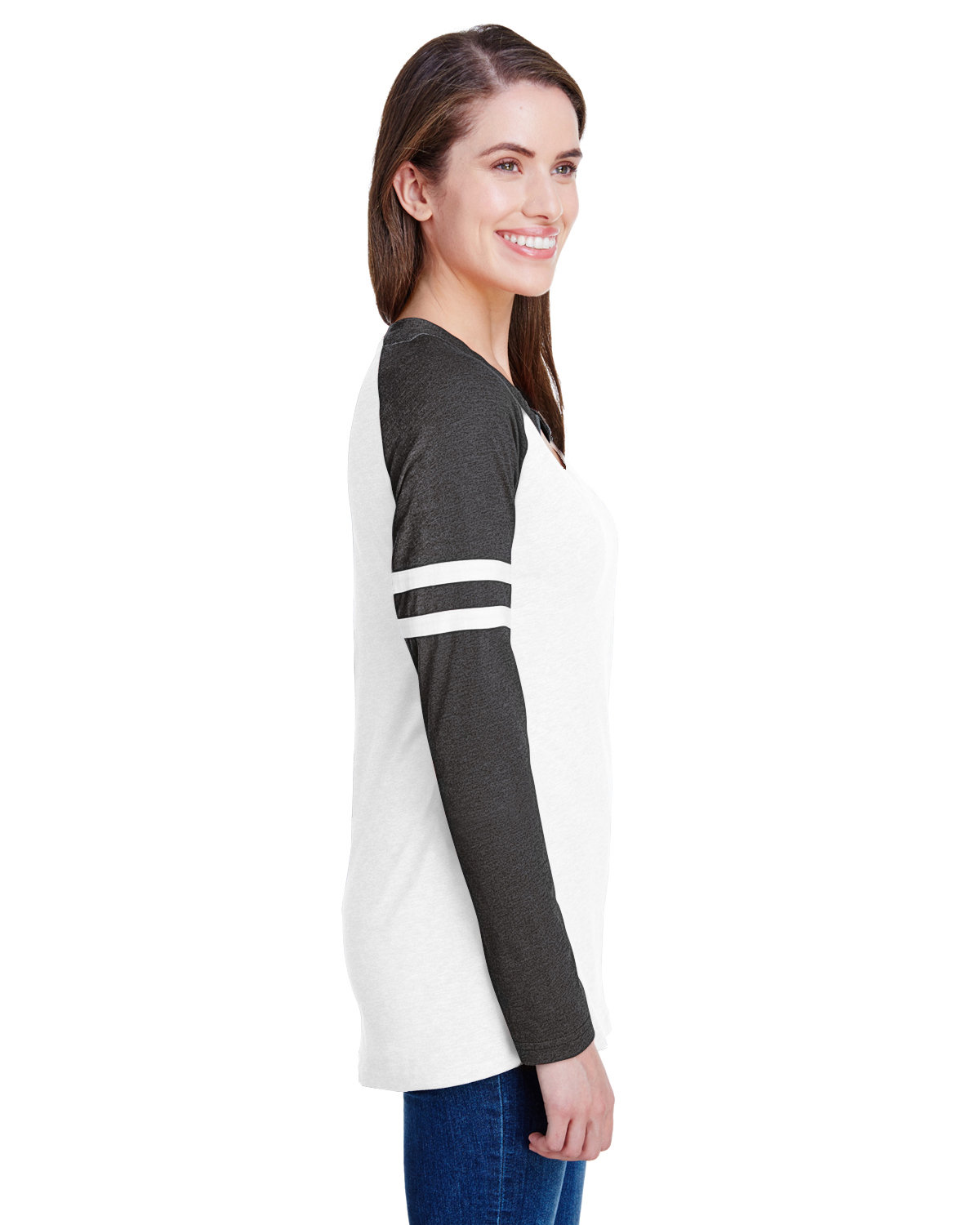 3534 LAT Womens Fine Jersey Mash Up Long Sleeve T-Shirt - Siide Image