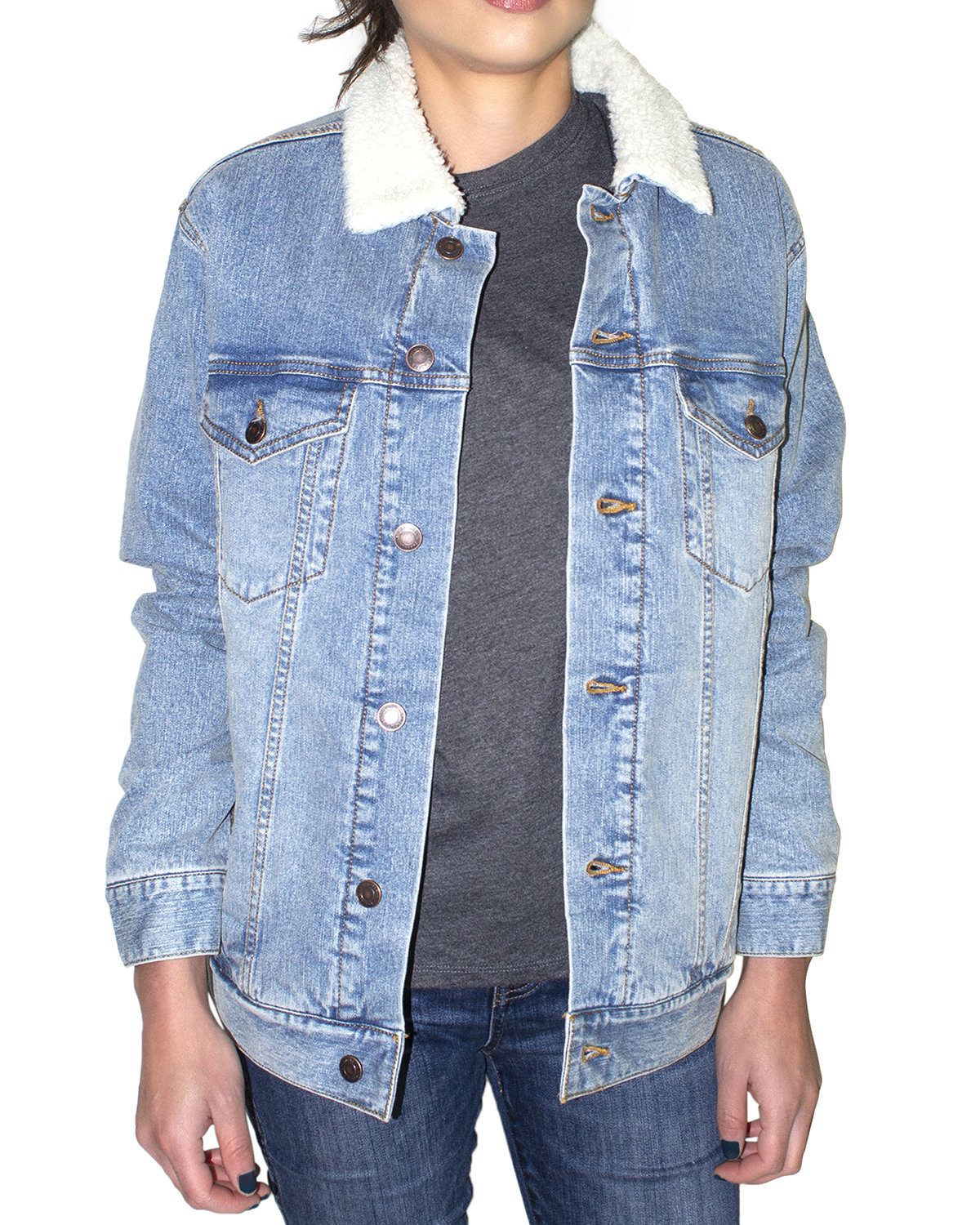 372J Threadfast Apparel Unisex Sherpa-Lined Denim Jacket 372J Threadfast Apparel Unisex Sherpa-Lined Denim Jacket