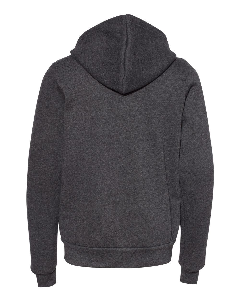 3739Y Bella + Canvas Youth Sponge Fleece Full-Zip Up Hoodie - Back Image