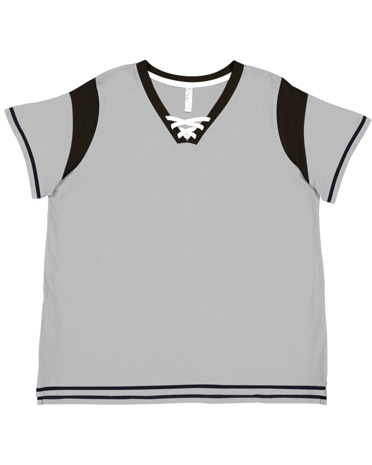 3833 LAT Womens Curvy Lace Up Fine Jersey Tee