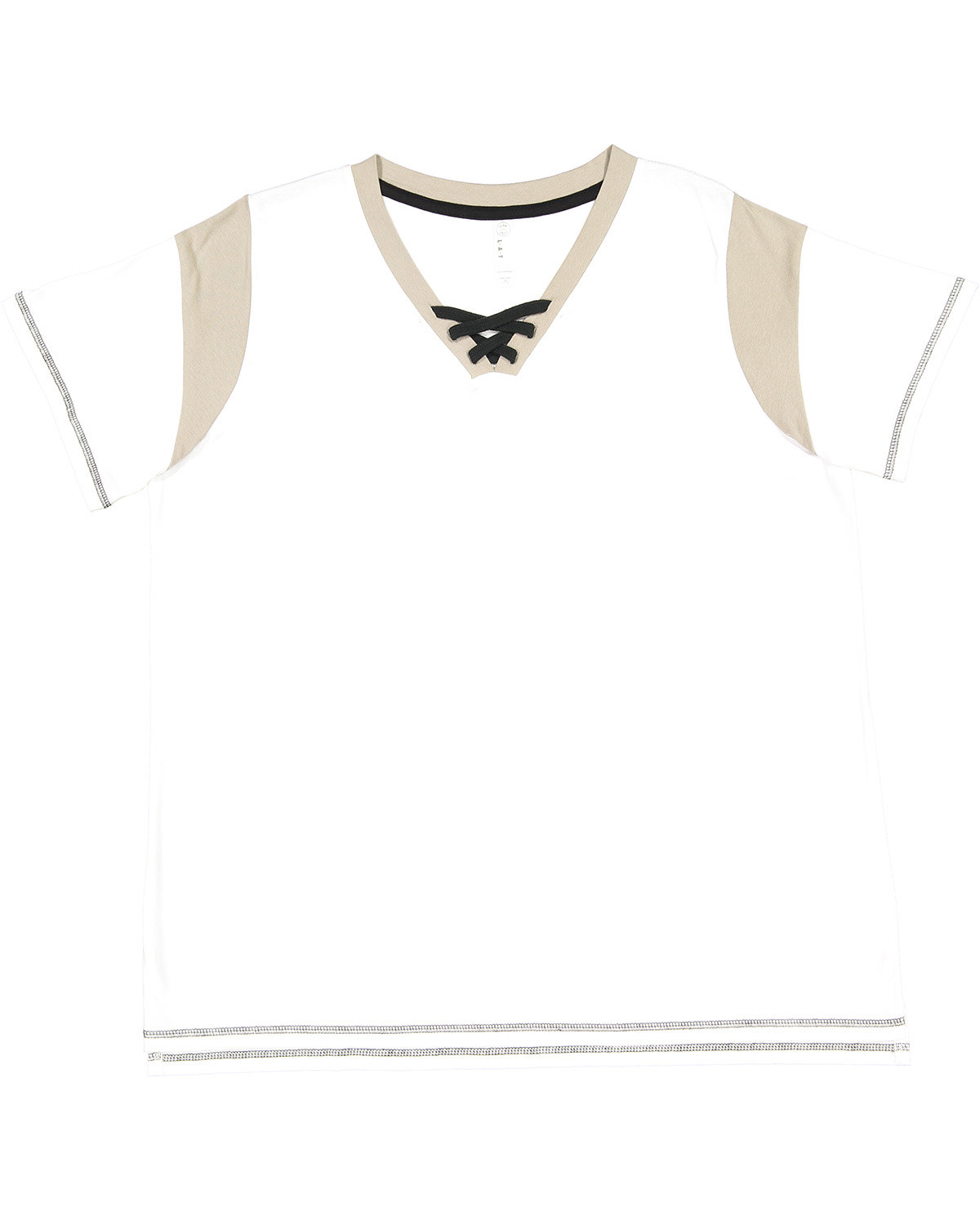 3833 LAT Womens Curvy Lace Up Fine Jersey Tee