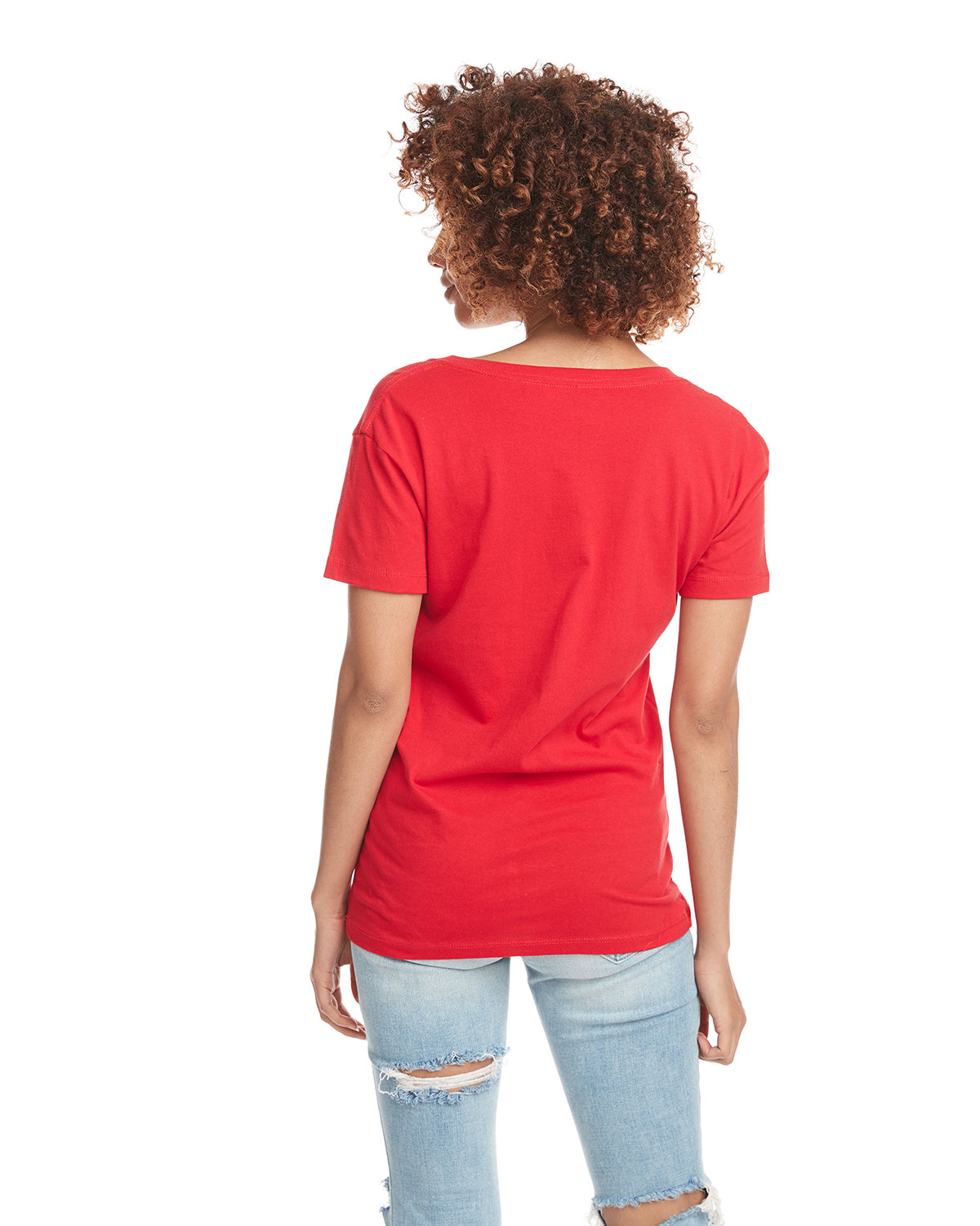 3940 Next Level Women’s Fine Jersey Relaxed V T-Shirt - Back Image